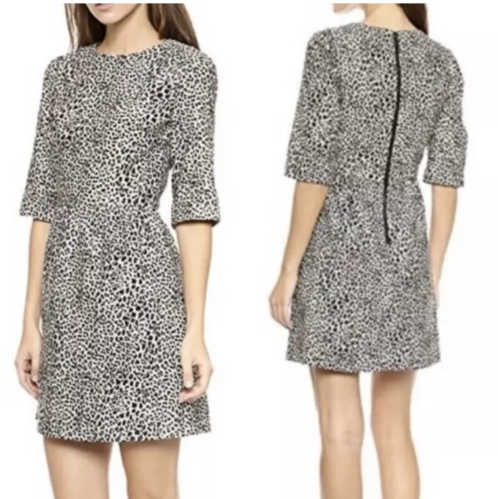 Alice & Olivia Leopard Print Jacquard Knit Nigel Dress, Fit & Flare, Sz 2, EUC!